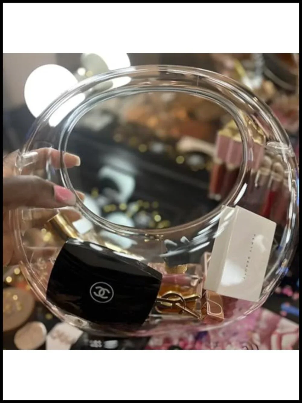Acrylic Moon Shape Evening Clutch Purse Transparent Handbag Shoulder Crossbody